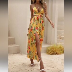 Tropical Yellow Maxi Dress